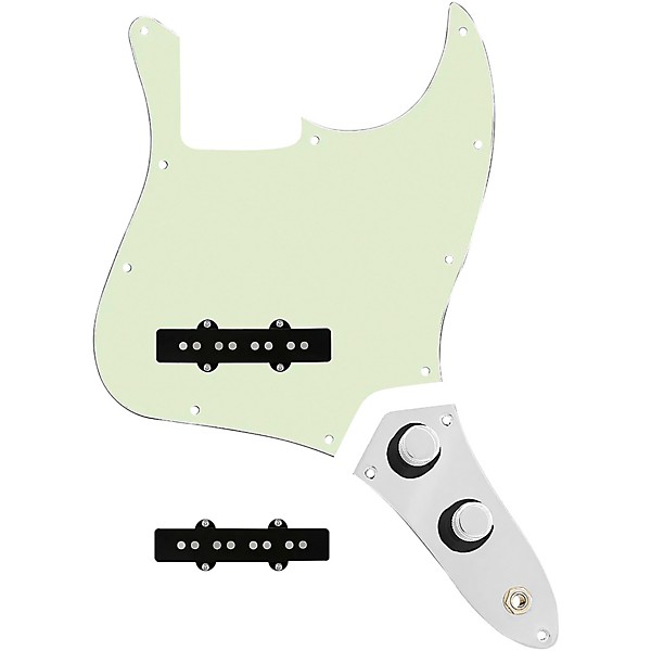 920d Custom Jazz Bass Loaded Pickguard With Groove (Modern) Pickups and JB-CON-CH-BK Wiring Harness Mint Green