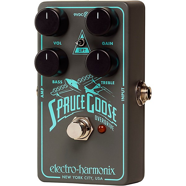 Electro-Harmonix Spruce Goose Overdrive Effects Pedal Grey and Teal