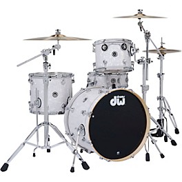 ... DW DWe Wireless Acoustic-Electronic Convertible 4-Piece Drum Set Bundle With 20" Bass Drum, Cymbals and Hardware Finish Ply White Marine Pearl