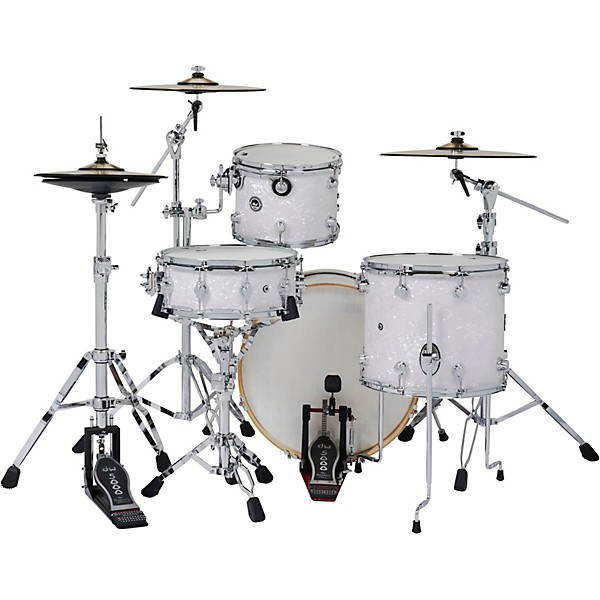 DW DWe Wireless Acoustic-Electronic Convertible 4-Piece Drum Set Bundle With 20" Bass Drum, Cymbals and Hardware Finish Pl...