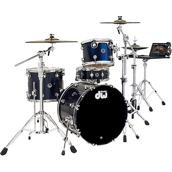 DW DWe Wireless Acoustic-Electronic Convertible 4-Piece Drum Set Bundle With 20" Bass Drum, Cymbals and Hardware Lacquer C...