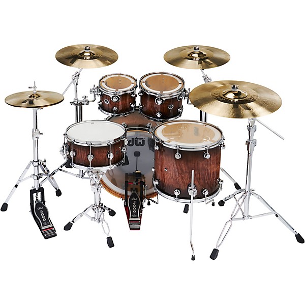 DW DWe Wireless Acoustic-Electronic Convertible 5-Piece Drum Set Bundle With 22" Bass Drum, Cymbals and Hardware Exotic Cu...
