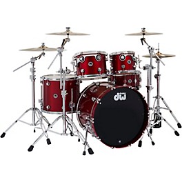 ... DW DWe Wireless Acoustic-Electronic Convertible 5-Piece Drum Set Bundle With 22" Bass Drum, Cymbals and Hardware Lacquer Custom Specialty Black Cherry Metallic