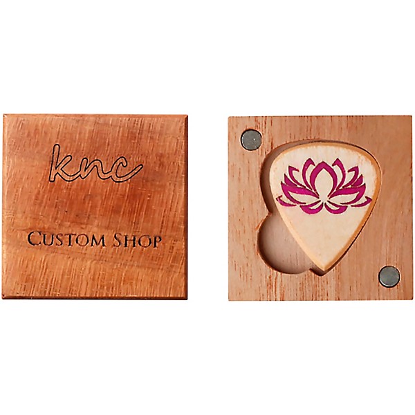 Knc Picks Lotus Maple Glowing Guitar Pick With Wooden Box Single