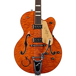 Gretsch Guitars G6120TGQM-56 Limited-Edition Quilt Classic Chet Atkins Hollowbody Electric Guitar Roundup Orange Stain