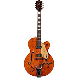 Gretsch Guitars G6120TGQM-56 Limited-Edition Quilt Classic Chet Atkins Hollowbody Electric Guitar Roundup Orange Stain