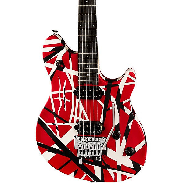 EVH Wolfgang Special Satin Striped Electric Guitar Satin Red, Black, and White