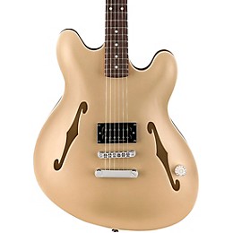 Open Box Fender Tom DeLonge Starcaster Electric Guitar Level 2 Satin Shoreline Gold 197881296506