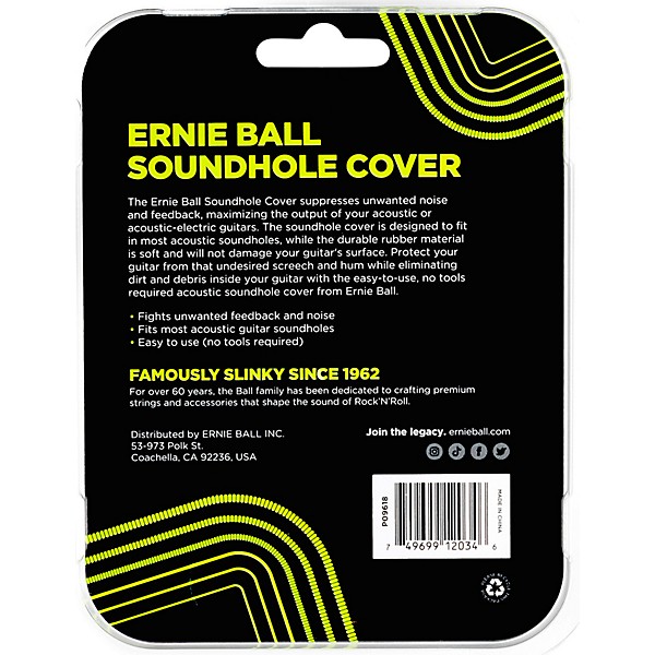 Ernie Ball Acoustic Soundhole Cover Black