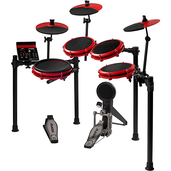 Alesis NITRO MAX 8-Piece Electronic Drum Set With Bluetooth, BFD Sounds & DA2108 Drum Amp Red
