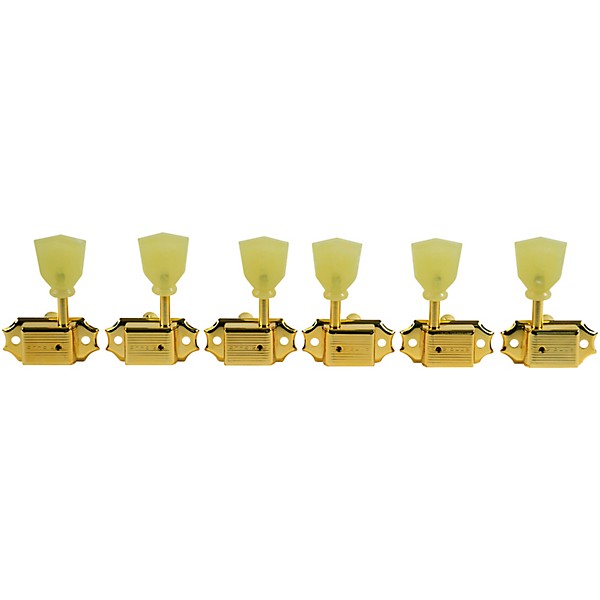 Kluson 3 Per Side Deluxe Series Pearl Single Ring Single Line Logo Tuning Machines Gold