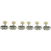 Kluson 3 Per Side Deluxe Series Oval White Plastic Double Line Logo Tuning Machines Nickel for sale