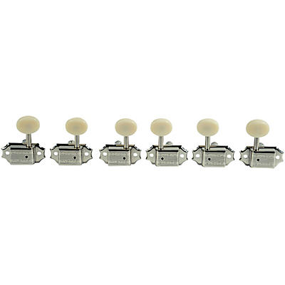 Kluson 3 On A Plate Deluxe Series Oval Plastic Double Line Logo Tuning Machines Nickel for sale