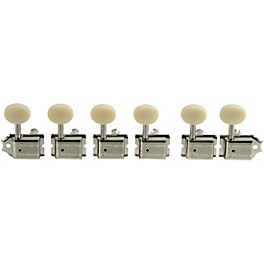 Kluson 6-In-Line Deluxe Series Oval Plastic Double Line Logo Tuning Machines Nickel