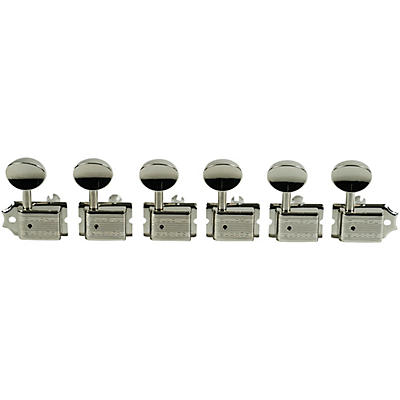 Kluson 6-In-Line Deluxe Series Oval Metal Double Line Logo Tuning Machines Nickel for sale