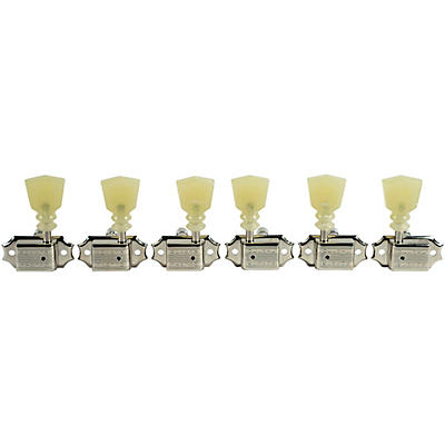 Kluson 3 Per Side Locking Deluxe Series Pearl Double Ring Tuning Machines Nickel for sale