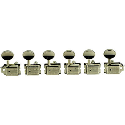 Kluson 6-In-Line Locking Deluxe Series Oval Metal Tuning Machines Nickel for sale