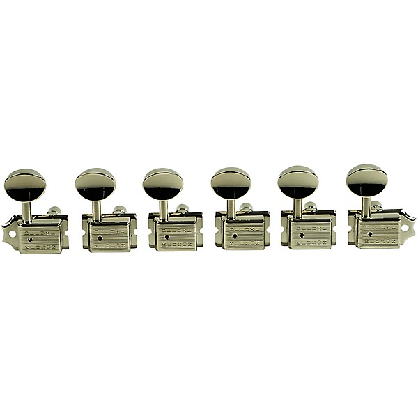 Kluson 6-In-Line Locking Deluxe Series Oval Metal Tuning Machines Nickel