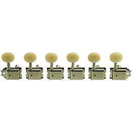 Kluson 6-In-Line Deluxe Series Oval Plastic Single Line Logo Tuning Machines Nickel