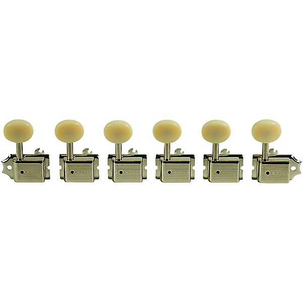 Kluson 6-In-Line Deluxe Series Oval Plastic Single Line Logo Tuning Machines Nickel