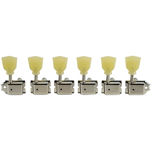 Kluson 6-In-Line Deluxe Series Pearl Single Ring Tuning Machines For Gibson Explorer Nickel