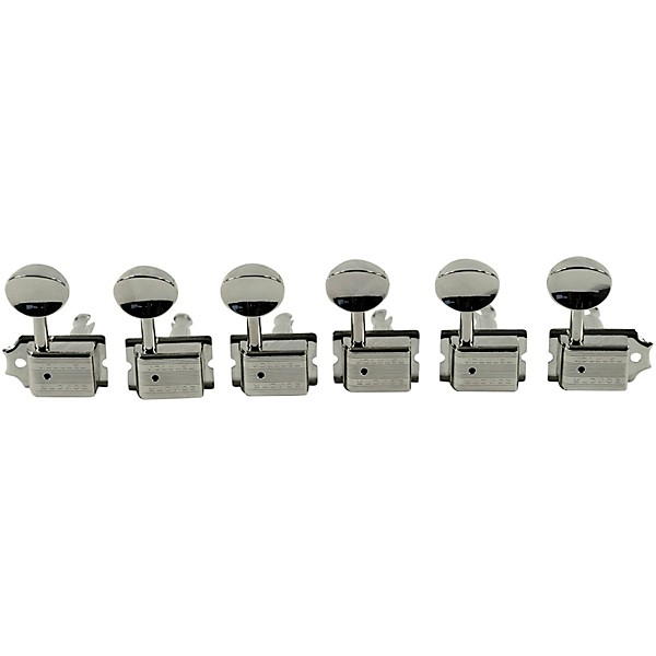 Kluson 6-In-Line Supreme Series Oval Metal Tuning Machines With Staggered Posts Nickel