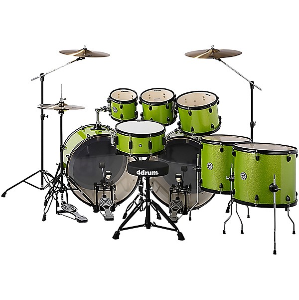 ddrum D2 8-Piece Double Bass Drum Set - Lime Sparkle