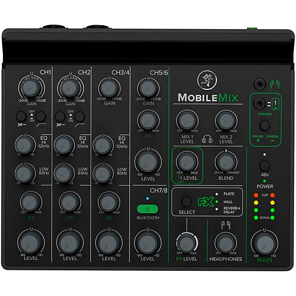 Mackie MobileMix 8-Channel USB-Powerable Mixer With Thrash212 GO Speaker, Roadrunner Bag, e835 Microphone, Stand, and Cable