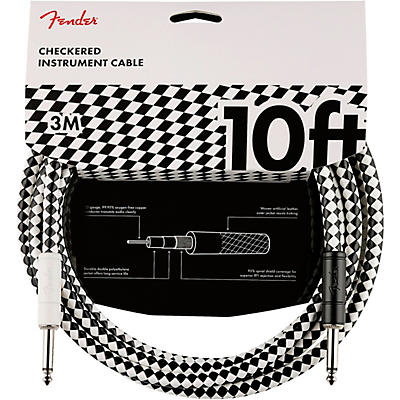 Fender Pro Straight To Straight Checkboard Instrument Cable 10 Ft. Black for sale