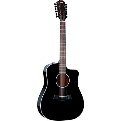 Taylor 250Ce Plus Dreadnought 12-String Acoustic-Electric Guitar Black for sale