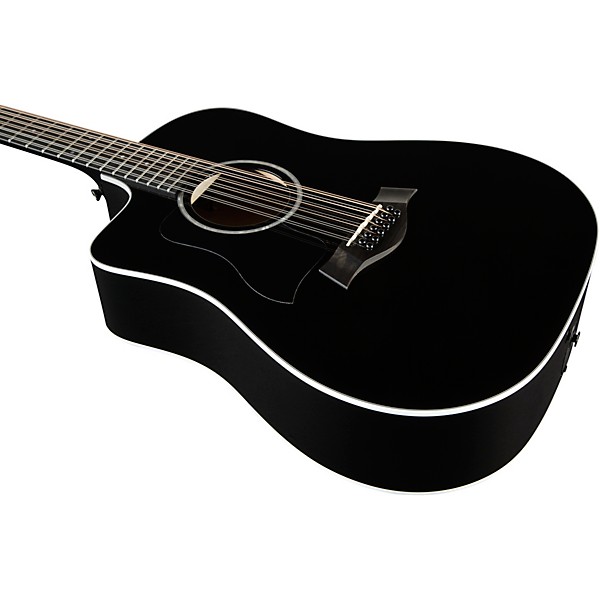 Taylor 250ce Plus Dreadnought 12-String Left-Handed Acoustic-Electric Guitar Black