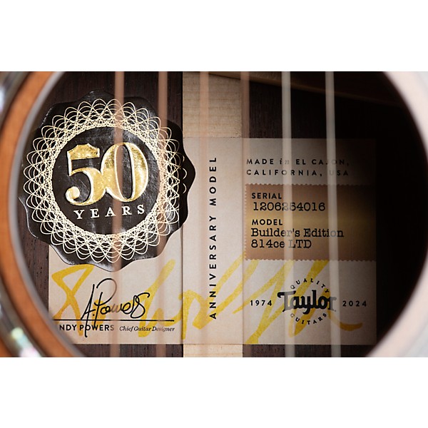 Taylor 814ce Builder's Edition 50th Anniversary Limited-Edition Grand Auditorium Acoustic-Electric Guitar Kona Edgeburst