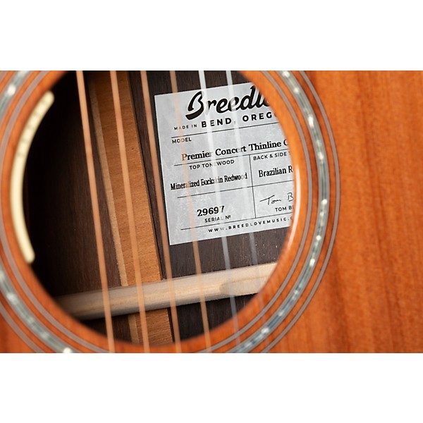 Breedlove Premier Redwood-Brazilian Rosewood Thinline Limited Edition Cutaway Concert Acoustic-Electric Guitar Natural