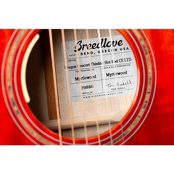 Breedlove Oregon All Myrtlewood Thinline Limited Edition Concert Cutaway Acoustic-Electric Guitar Hot Rod