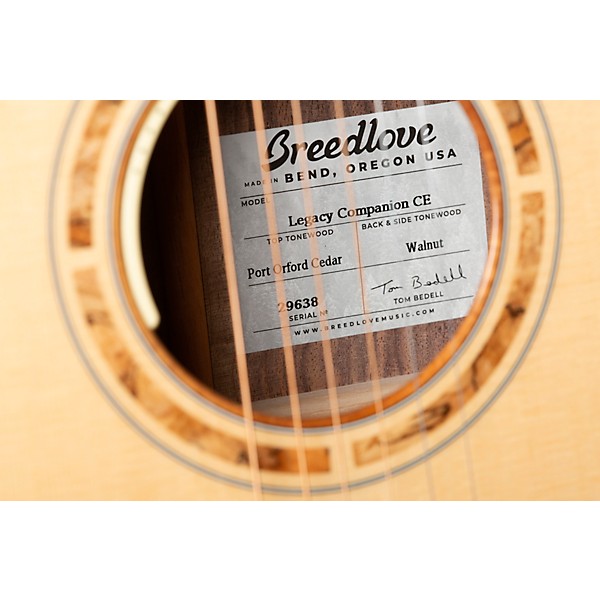 Breedlove Legacy Port Orford Cedar-Walnut Cutaway Companion Acoustic-Electric Guitar Natural