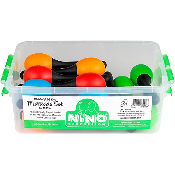 Nino 16pc Small Egg Maracas Set with Plastic Storage Container