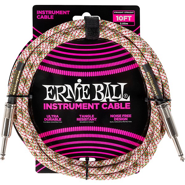 Ernie Ball Braided Instrument Cable Straight/Straight Emerald Argyle 10 ft.