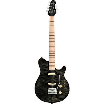 Sterling By Music Man Axis Ax3 Flame Maple Top Electric Guitar Trans Black for sale