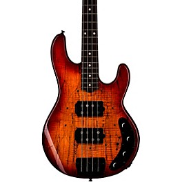 Sterling by Music Man StingRay RAY34 HH Spalted Maple Top Bass Blood Orange Burst