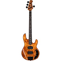 Sterling by Music Man StingRay RAY34 HH Poplar Burl Top Bass Amber