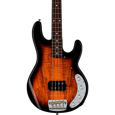 Sterling By Music Man Stingray Ray34 Spalted Maple Top Bass 3-Tone Sunburst for sale