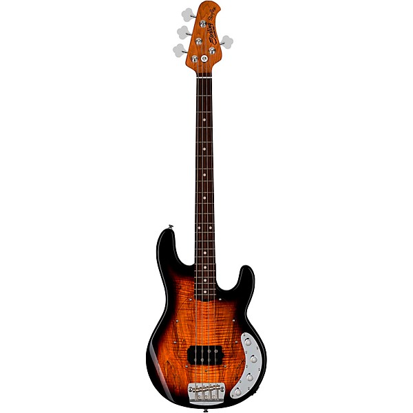 Sterling by Music Man StingRay RAY34 Spalted Maple Top Bass 3-Tone Sunburst