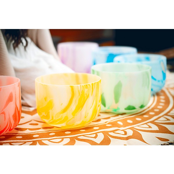 MEINL Sonic Energy 10in. Marble Crystal Singing Bowl, E4, 432 Hz, Solarplexus Chakra Yellow