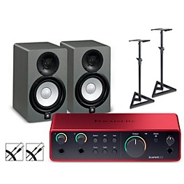 Focusrite Scarlet... Focusrite Scarlett 2i2 Gen 4 with Yamaha HS Studio Monitor Pair Bundle (Stands & Cables Included) HS5 SG