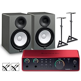 Focusrite Scarlet... Focusrite Scarlett 2i2 Gen 4 with Yamaha HS Studio Monitor Pair Bundle (Stands & Cables Included) HS8 SG