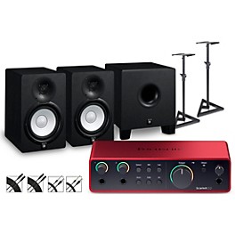 Foc... Focusrite Scarlett 2i2 Gen 4 with Yamaha HS Studio Monitor Pair & HS8S Subwoofer Bundle (Stands & Cables Included) HS7