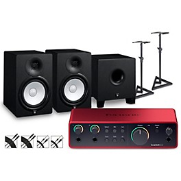 Foc... Focusrite Scarlett 2i2 Gen 4 with Yamaha HS Studio Monitor Pair & HS8S Subwoofer Bundle (Stands & Cables Included) HS8