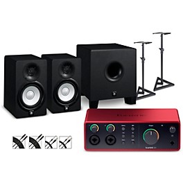 Foc... Focusrite Scarlett 4i4 Gen 4 With Yamaha HS Studio Monitor Pair & HS8S Subwoofer Bundle (Stands & Cables Included) HS5