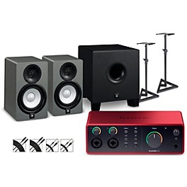 ... Focusrite Scarlett 4i4 Gen 4 With Yamaha HS Studio Monitor Pair & HS8S Subwoofer Bundle (Stands & Cables Included) HS5 SG