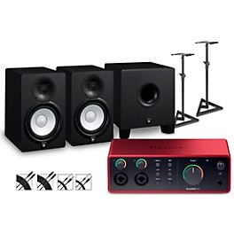 Foc... Focusrite Scarlett 4i4 Gen 4 With Yamaha HS Studio Monitor Pair & HS8S Subwoofer Bundle (Stands & Cables Included) HS7